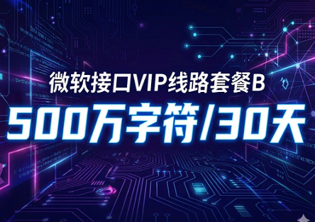 购买订单：微软接口VIP线路套餐B – 500万字符/30天